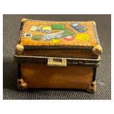 VTG Mini Decorative Trinket Boxes Sailboat w Surprise Inside & Travel Chest w Passport (Set of 2)