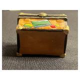 VTG Mini Decorative Trinket Boxes Sailboat w Surprise Inside & Travel Chest w Passport (Set of 2)