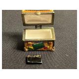 VTG Mini Decorative Trinket Boxes Sailboat w Surprise Inside & Travel Chest w Passport (Set of 2)