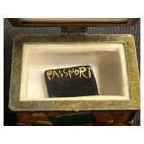 VTG Mini Decorative Trinket Boxes Sailboat w Surprise Inside & Travel Chest w Passport (Set of 2)