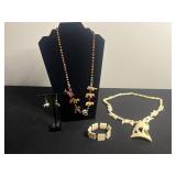 VTG Beaded Jewelry Mixed Lot of 4 - Two Necklaces, Bracelet & Earrings