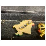 VTG Holiday Jewelry Assortment - Christmas Pins & Earrings in Case