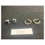 Sterling Silver Earrings - 925 Sapphire Like Studs & Hoops Pair