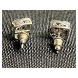 Sterling Silver Earrings - 925 Sapphire Like Studs & Hoops Pair