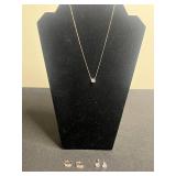 925 CZ Necklace & Earrings Set