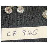Cubic Zirconia Earrings - CZ 925 Drop & Stud (Lot of 3 Pairs)
