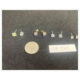 925 Cubic Zirconia Stud Earrings - 4 Pairs CZ 925 Sterling Silver