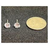 925 Cubic Zirconia Stud Earrings - 4 Pairs CZ 925 Sterling Silver