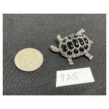 925 Turtle Pin & Costume Jewelry Pins & Brooches Mixed Lot - drawer not inc