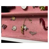 925 Turtle Pin & Costume Jewelry Pins & Brooches Mixed Lot - drawer not inc
