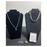 925 Earrings & VTG Jewelry Lot - Joan Rivers Bee Brooch, Coro Necklace & Bracelet