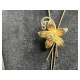 Gold Tone Jewelry Mixed Lot - Trifari Bracelet, Award Pendant, Cancer Medallion & Floral Necklace