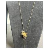 Gold Tone Jewelry Mixed Lot - Trifari Bracelet, Award Pendant, Cancer Medallion & Floral Necklace