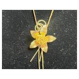 Gold Tone Jewelry Mixed Lot - Trifari Bracelet, Award Pendant, Cancer Medallion & Floral Necklace