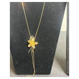 Gold Tone Jewelry Mixed Lot - Trifari Bracelet, Award Pendant, Cancer Medallion & Floral Necklace