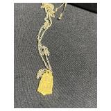 Gold Tone Jewelry Mixed Lot - Trifari Bracelet, Award Pendant, Cancer Medallion & Floral Necklace