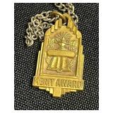 Gold Tone Jewelry Mixed Lot - Trifari Bracelet, Award Pendant, Cancer Medallion & Floral Necklace