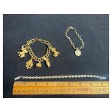 VTG Bracelet Jewelry Set of 3 - Charm Bracelets & U.S. Seal Chain Bracelet