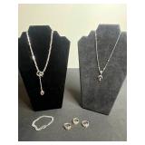 VTG Mixed Silver Tone Jewelry Lot of 6 - Necklaces, Bracelet & Rings