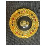Brooch Pin - Liz Claiborne Gold Tone Crest Rhinestone Pin