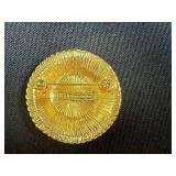 Brooch Pin - Liz Claiborne Gold Tone Crest Rhinestone Pin