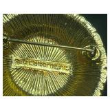 Brooch Pin - Liz Claiborne Gold Tone Crest Rhinestone Pin