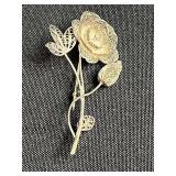 VTG Jewelry Lot - Sterling Silver 925 Flower Necklace, Brooches & Earrings
