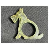 VTG Bakelite Napkin Rings - Green Animal Shaped Pair Inc Scottie Dog & Rooster