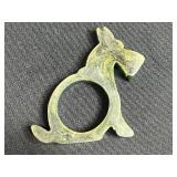 VTG Bakelite Napkin Rings - Green Animal Shaped Pair Inc Scottie Dog & Rooster