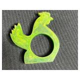 VTG Bakelite Napkin Rings - Green Animal Shaped Pair Inc Scottie Dog & Rooster