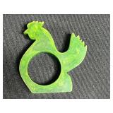 VTG Bakelite Napkin Rings - Green Animal Shaped Pair Inc Scottie Dog & Rooster