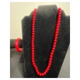Cool VTG Costume Jewelry Mixed Lot of 4 - Inc Large Red & Gold Tone Filigree Floral Necklace