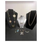 VTG Jewelry Mixed Lot of Necklaces, Pins, Cufflinks & Cuff