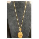 Cool VTG Egyptian Pendant on Gold Tone Chain & Costume Jewelry Necklace & Brooch Mixed Lot (4 Pieces)