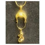 Gold Tone Jewelry Mixed Lot of Necklaces (one w 14/20 clasp), Pins & Charm