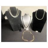 VTG Crystal & Glass Beaded Necklaces & Earring Mixed Lot