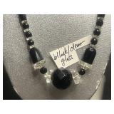 VTG Beaded Necklace Lot - Black, Clear & Purple Glass (Lot of 4)