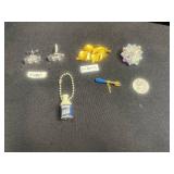 Costume Jewelry Brooch & Charm Mixed Lot - DuBarry & Alamo Cuff Links