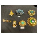 G. Vanderbilt, KARU & A71 Costume Brooch Pins Vintage Mixed Lot of 7
