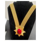 VTG Costume Jewelry Mixed Lot - Signed Cherry Brooch, 2 Necklaces & Bracelet