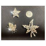 VTG Rhinestone Brooches - Mixed Lot of 3