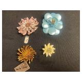 VTG Floral Brooches Costume Jewelry (Lot of 4) - one D. vonFurstenburg