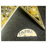 VTG Christmas Tree Brooch & Capri Rhinestone Pin