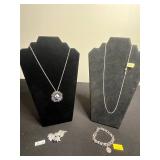 Sterling Silver Jewelry Mixed Lot - Necklace, Bracelet & Brooch