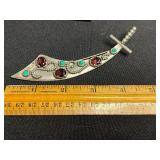 VTG Sterling Silver Butterfly Charm Necklace - Sword Gemstone Brooch & Jimmie Allen Air Races Bracelet