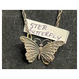 VTG Sterling Silver Butterfly Charm Necklace - Sword Gemstone Brooch & Jimmie Allen Air Races Bracelet