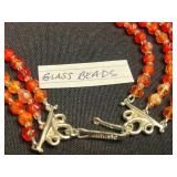 Red Glass Bead Necklace Mixed Lot - 3 Pieces