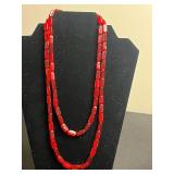 Red Glass Bead Necklace Mixed Lot - 3 Pieces