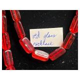 Red Glass Bead Necklace Mixed Lot - 3 Pieces