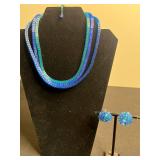 VTG Austria Beaded Necklace & Clip-On Earrings Set